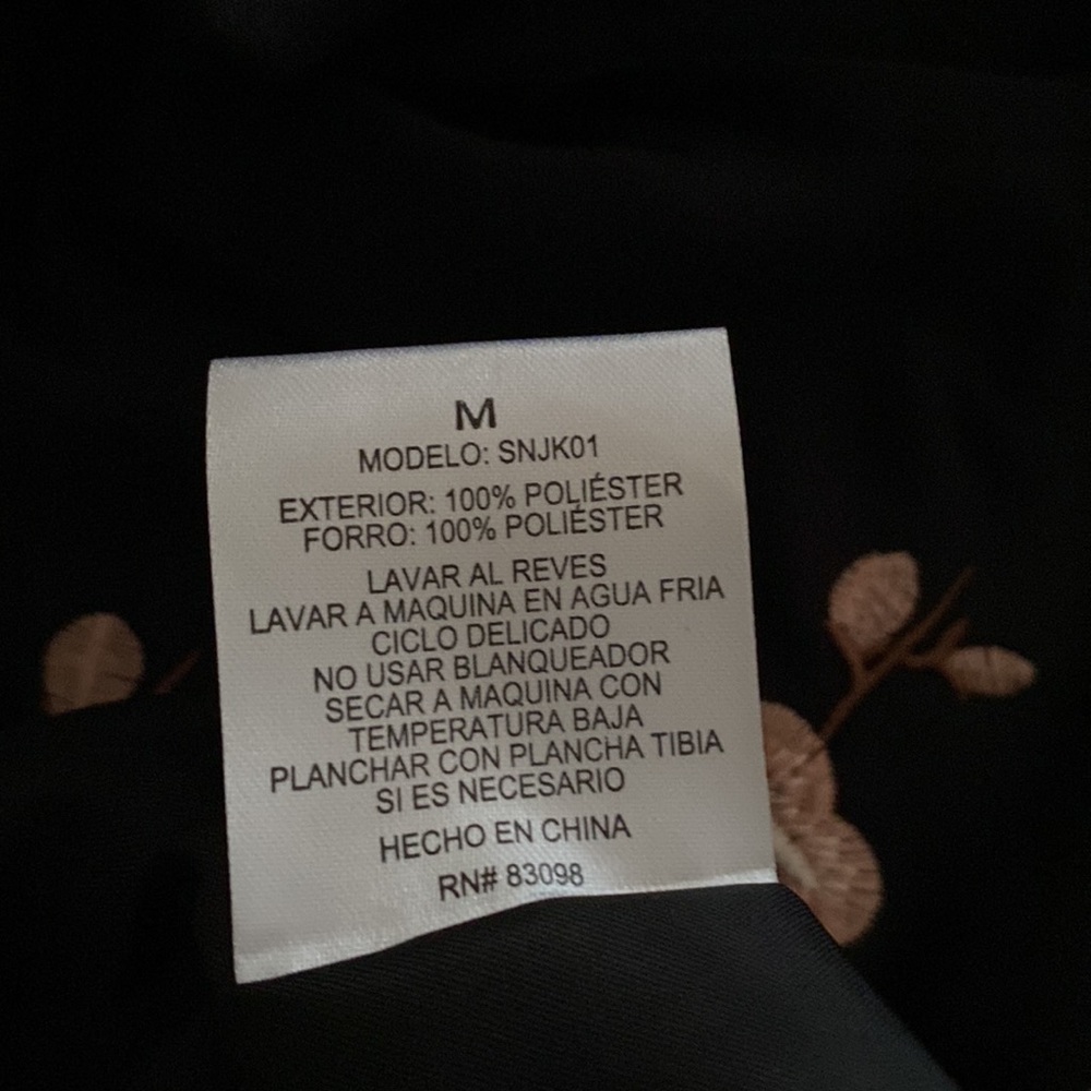 Satiny Soft Bomber Jacket Bird & Flower Embroidery by Ci Sono Originals M EUC - Picture 7 of 9
